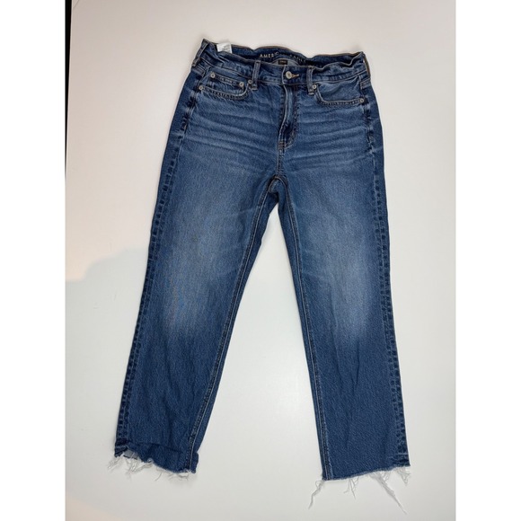 American Eagle Outfitters Denim - American Eagle Strigid High Rise Straight Crop Jeans Frayed Hem Womens
